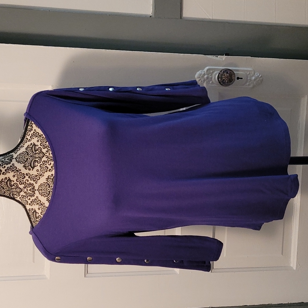 Purple blouse with silver detail on sleeves